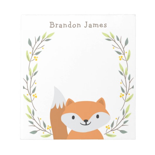 Kids Woodland Fox Notepad Notizblock (Vorderseite)