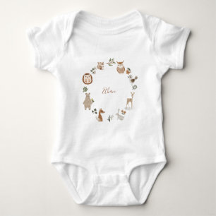 Kids Woodland Tiere Personalisiert Name Wasserfarb Baby Strampler
