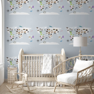 Kids World Map Animes Baby Kinderzimmer Children Tapete