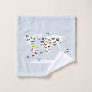 Kids World Map Animes Badhandtuch Set