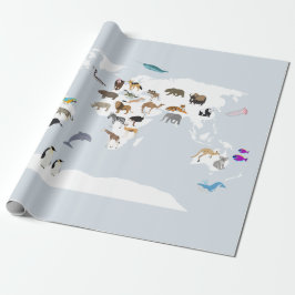 Kids World Map Animes Geschenkpapier