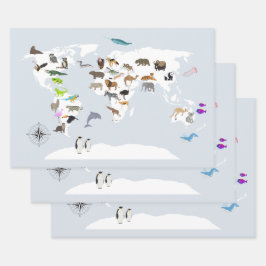 Kids World Map Animes Geschenkpapier Set