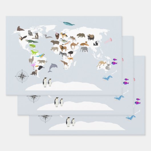 Kids World Map Animes Geschenkpapier Set (Set)