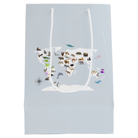 Kids World Map Animes Mittlere Geschenktüte (Rückseite)