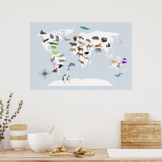 Kids World Map Animes Poster (Küche)