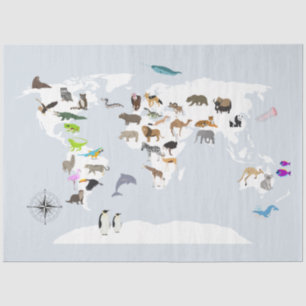 Kids World Map Animes Seidenpapier
