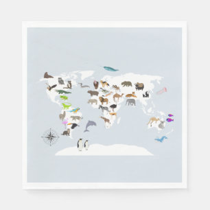 Kids World Map Animes Serviette