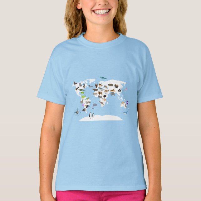 Kids World Map Animes T-Shirt (Vorderseite)
