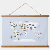 Kids World Map Animes Wandteppich Mit Holzrahmen (Vorne)