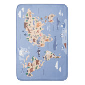 Kids World Map Niedlich Whimsical Modern Badematte (Vorderseite Vertikal)