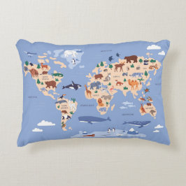 Kids World Map Niedlich Whimsical Modern Dekokissen
