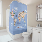 Kids World Map Niedlich Whimsical Modern Duschvorhang (Beispiel)