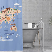 Kids World Map Niedlich Whimsical Modern Duschvorhang
