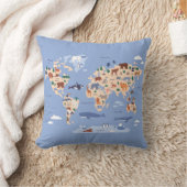 Kids World Map Niedlich Whimsical Modern Kissen (Decke)