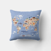 Kids World Map Niedlich Whimsical Modern Kissen (Rückseite)