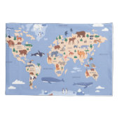 Kids World Map Niedlich Whimsical Modern Kissenbezug (Rückseite)