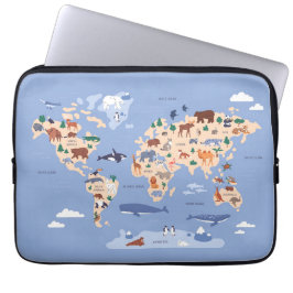Kids World Map Niedlich Whimsical Modern Laptopschutzhülle