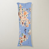 Kids World Map Niedlich Whimsical Modern Seitenschläferkissen (Vorderseite Vertikal)