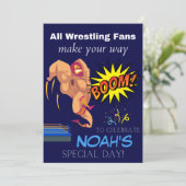 Kids Wrestling Themed Wrestler Party Einladung (Stehend Vorderseite)