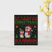 Kids Xmas Tee, All I Want For Christmas Is A Pengu Karte (Gelbe Blume)