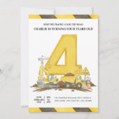 Kids Yellow Construction Truck Birthday Party Einladung (Vorderseite)