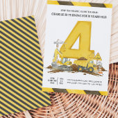 Kids Yellow Construction Truck Birthday Party Einladung