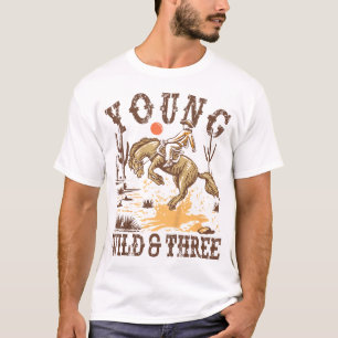 Kids Young Wild Three Cowboy Western Rodeo T-Shirt