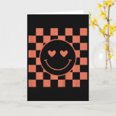 Kids Youth Checkered Retro Valentine Smile Face Karte (Gelbe Blume)