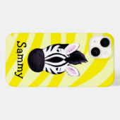 Kids zebra in gelbem Druck mit dem Namen ipad case (Rückseite (Horizontal))