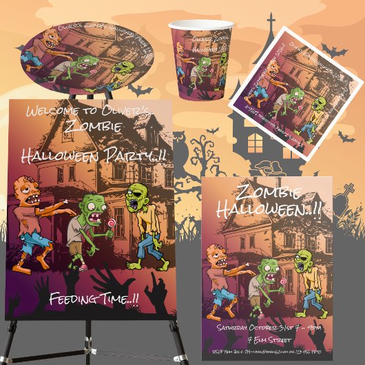 Kids Zombie Halloween-Party Banner