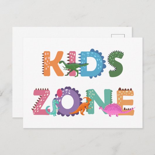 Kids Zone Dinosaurier Postkarte (Vorne/Hinten)