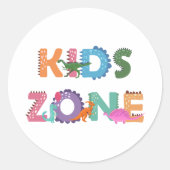 Kids Zone Dinosaurier Runder Aufkleber (Vorderseite)