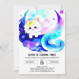 Kids'Boho Kitten Geburtstag Einladung