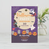 KidsCostume Halloween-Party Pumpkins Geister Einladung (Stehend Vorderseite)
