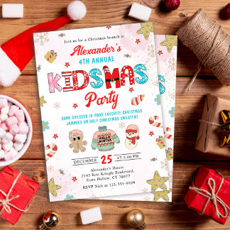Kidsmas Winter Christmas Geburtstagsparty Einladung