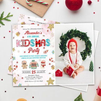 Kidsmas Winter Christmas Geburtstagsparty Foto Einladung