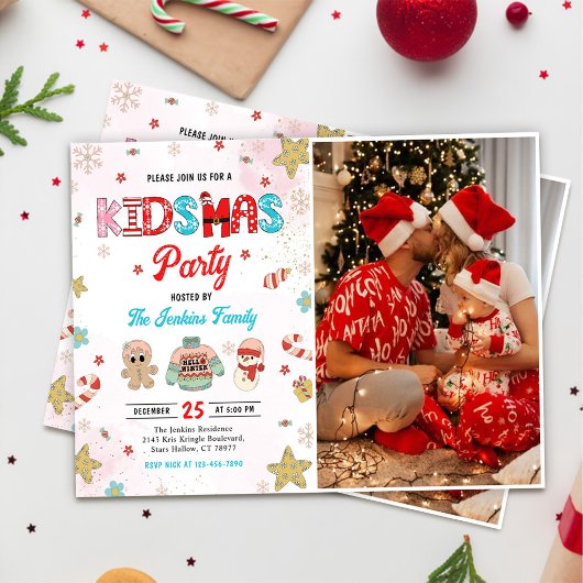 Kidsmas Winter Weihnachts-Party Foto Einladung