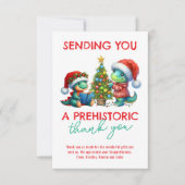 KidsPrehistoric Thank You! Cute Dinosaur Christmas Dankeskarte (Vorderseite)