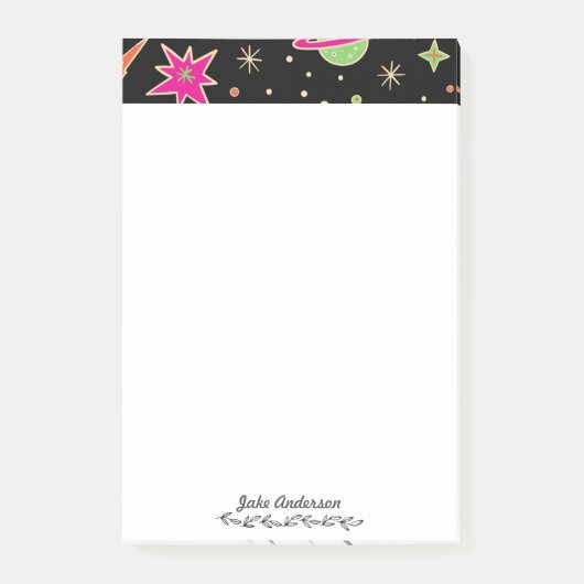 Kids's Back to School Space Rocket Muster Post-it Klebezettel (Vorderseite)