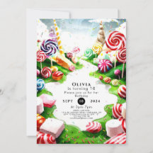 Kids's Watercolor Candyland Birthday