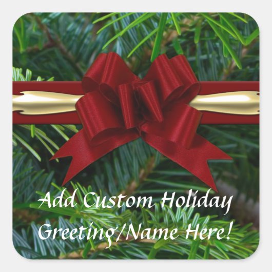 Kiefer/Gold/Roter Bogen Quadratischer Aufkleber (Vorderseite)