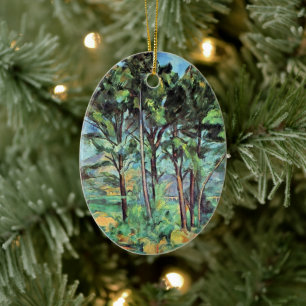 Kiefer mit Viadukt von Paul Cezanne, Vintage Art Keramik Ornament