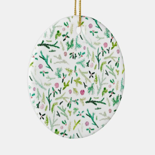 Kiefer, Stechpalme u. Sugarplums Keramik Ornament (Rechts)
