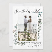 Kiefer und Eukalyptus Save the Date Einladung (Vorderseite)