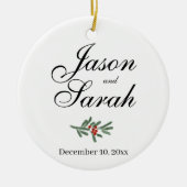 Kiefer und Preiselbeere | SAVE THE DATE Keramik Ornament (Vorne)