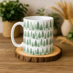 Kiefer Wasserfarbe Tasse Wald Grün Botanik
