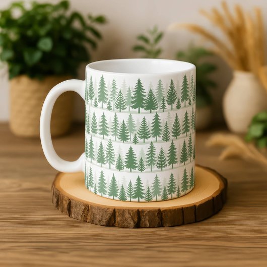 Kiefer Wasserfarbe Tasse Wald Grün Botanik