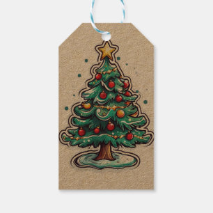 Kiefer-Weihnachtsbaum im Cartoon Geschenkanhänger