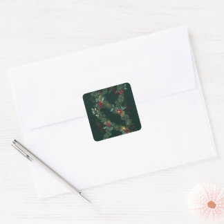Kiefer, Zeder & Stechpalme Weihnachten Quadratischer Aufkleber