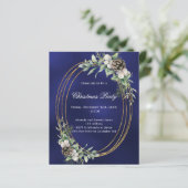 Kiefergrün Blau Weihnachtszeit Party Einladung (Stehend Vorderseite)